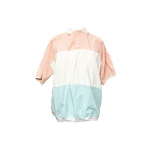 80s/90s Pastel Color Blocked Short Sleeve Button Up Top